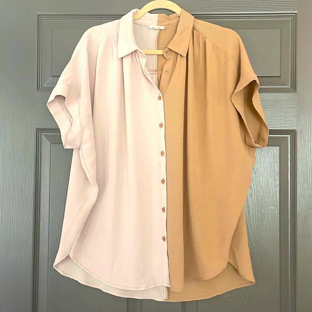 Two tone button down top